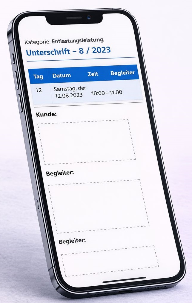 Digitaler Leistungsnachweis mit Unterschrift auf Smartphone oder Tablet