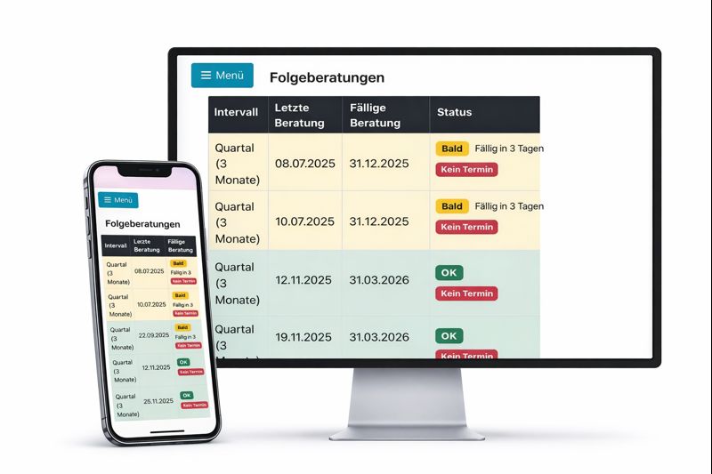Digitale Organisation von Folgeberatungen und Pflegeeinsätzen
